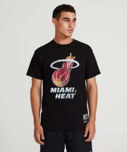 MITCHELL & NESS T-SHIRT DISTRESSED LOGO - HEAT