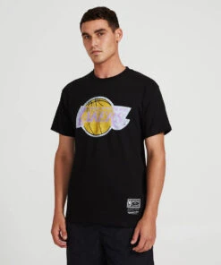 MITCHELL & NESS T-SHIRT DISTRESSED LOGO LAKERS