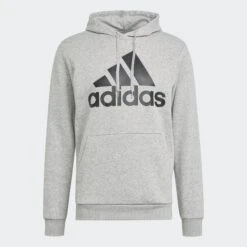 ADIDAS ESSENTIALS FLEECE BIG LOGO HOODIE -Fitness Gear Store Essentials Fleece Big Logo Hoodie Grey GK9577 01 laydown