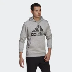 ADIDAS ESSENTIALS FLEECE BIG LOGO HOODIE -Fitness Gear Store Essentials Fleece Big Logo Hoodie Grey GK9577 25 model