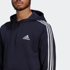 ADIDAS ESSENTIALS FLEECE CUT 3-STRIPES HOODIE -Fitness Gear Store Essentials Fleece Cut 3 Stripes Hoodie Blue GK9584 41 detail