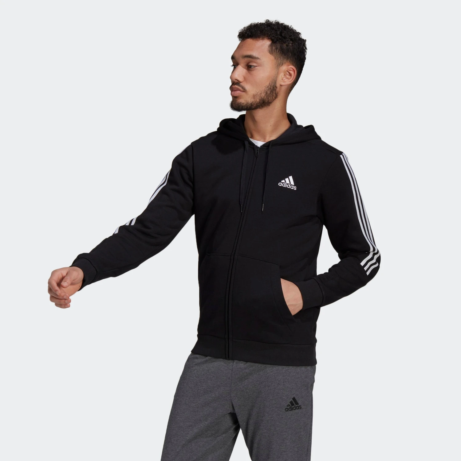 ADIDAS ESSENTIALS FLEECE CUT 3-STRIPES TRACK JACKET 3 ADIDAS ESSENTIALS FLEECE CUT 3-STRIPES TRACK JACKET