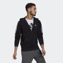 ADIDAS ESSENTIALS FLEECE CUT 3-STRIPES TRACK JACKET 10 ADIDAS ESSENTIALS FLEECE CUT 3-STRIPES TRACK JACKET -Fitness Gear Store Essentials Fleece Cut 3 Stripes Track Jacket Black GK9585 25 model