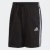 ADIDAS ESSENTIALS FRENCH TERRY 3-STRIPES SHORTS -Fitness Gear Store Essentials French Terry 3 Stripes Shorts Black GK9597 01 laydown