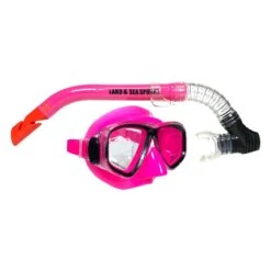 LAND & SEA MASK & SNOREL COLOURED SIL CLEARWATER FLURO - PINK