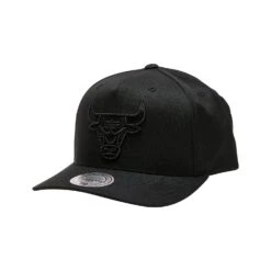 MITCHELL & NESS CHICAGO BULLS BLACK TEAM LOGO FLEX 110 5 PANEL SNAPBACK
