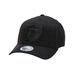 MITCHELL & NESS OAKLAND RAIDERS BLACK TEAM LOGO FLEX 110 5 PANEL SNAPBACK