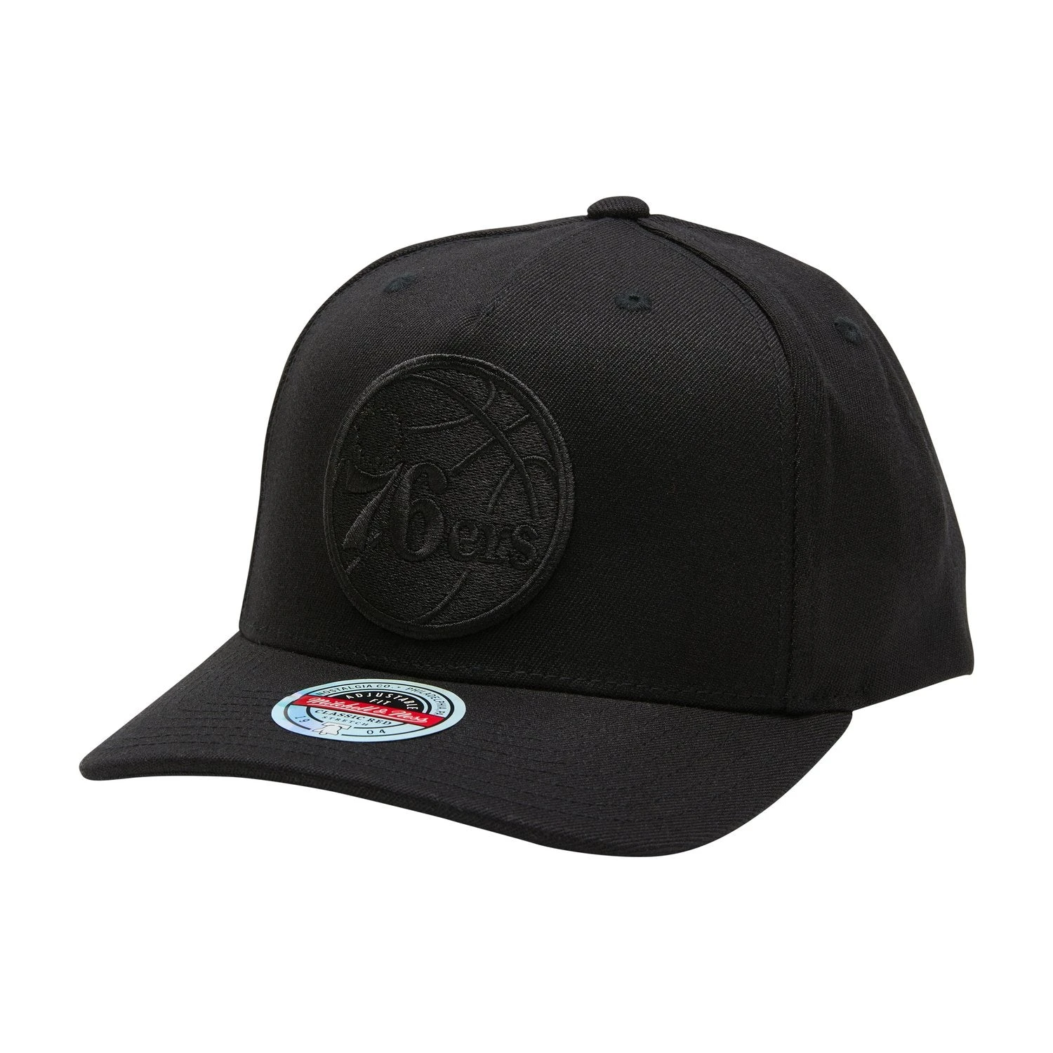 MITCHELL & NESS PHILADELPHIA 76ERS BLACK TEAM LOGO 5 PANEL CLASSIC RED SNAPBACK 3 MITCHELL & NESS PHILADELPHIA 76ERS BLACK TEAM LOGO 5 PANEL CLASSIC RED SNAPBACK