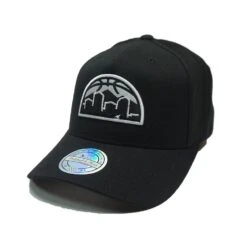 MITCHELL & NESS CAP 110 SNAP FLEX BLACK & WHITE LOGO - DENVER NUGGETS