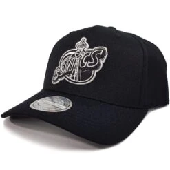 MITCHELL & NESS CAP 110 SNAP FLEX BLACK & WHITE LOGO - SEATTLE SONICS